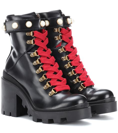 gucci embroidered leather ankle boots|gucci leather boots sale.